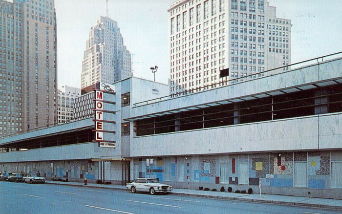 Detroit Civic Center Motel - Old Postcard View